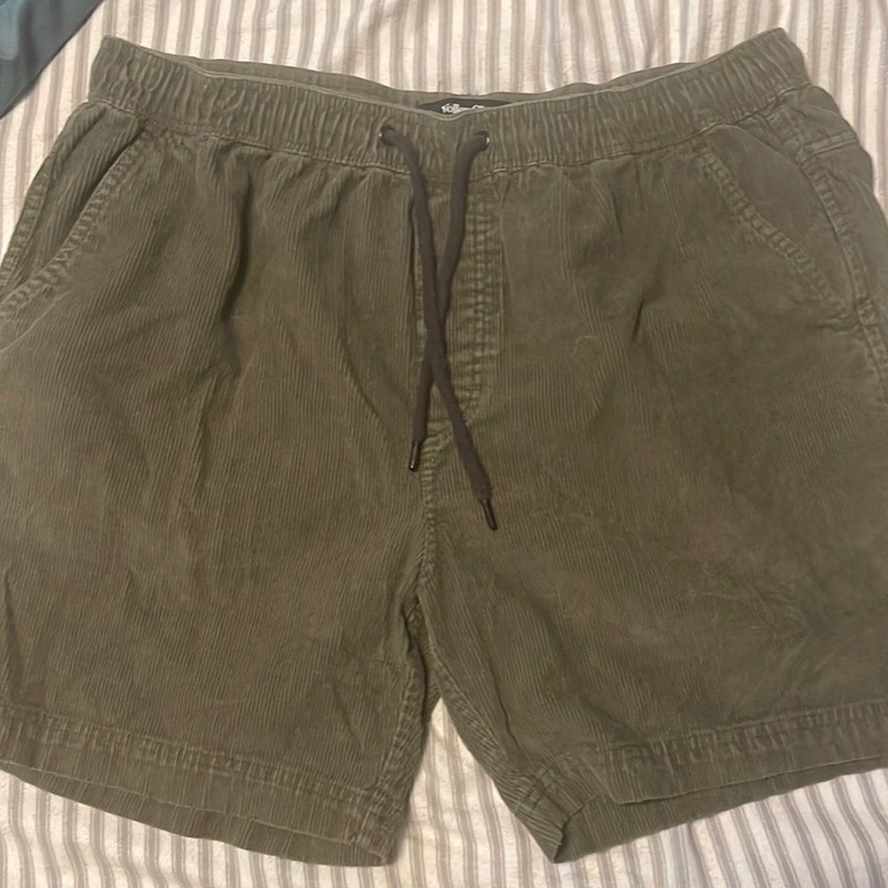 Green cord volley shorts